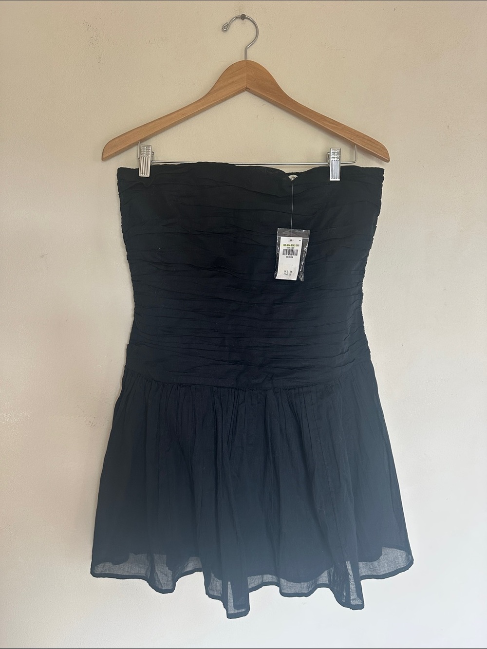 Abercrombie Drop Waist Dress Strapless Black 100% Cotton SIZE MEDIUM NWT